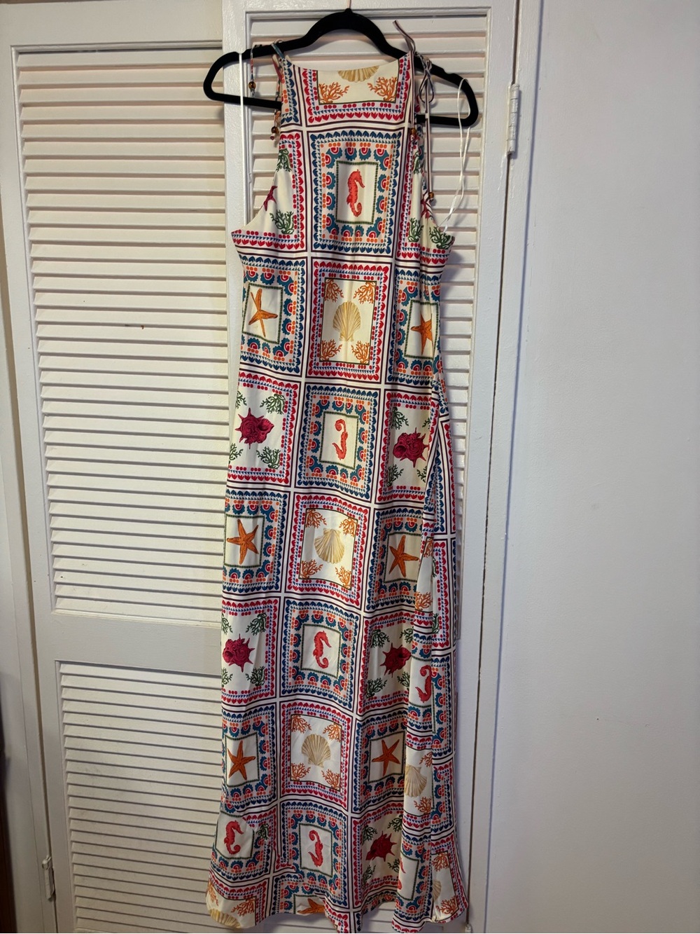 Anthropologie Cream Nautical Shell & Starfish Tie-Shoulder Dress - Picture 3 of 4